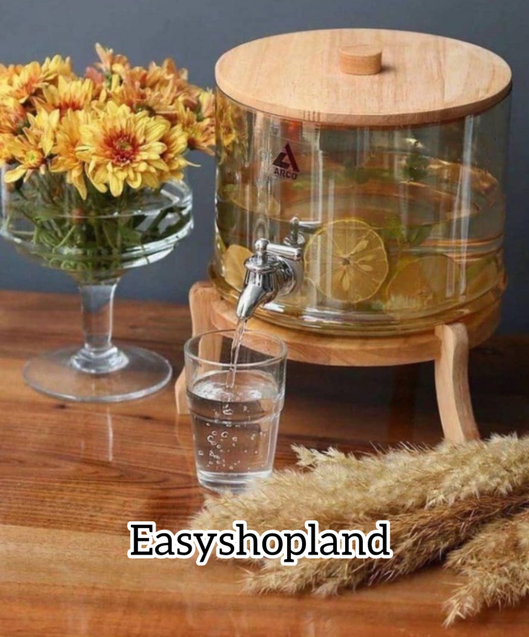 کلمن شیشه ای چوبی یک طبقه گنجایش ۴ لیتری | کلمن شیشه ای کوچیک | کلمن شیشه ای مناسبت ها جشن تولد جشن عقد جشن نامزدی  عروسی مهمانی ها بزرگ و کوچک مناسب ها