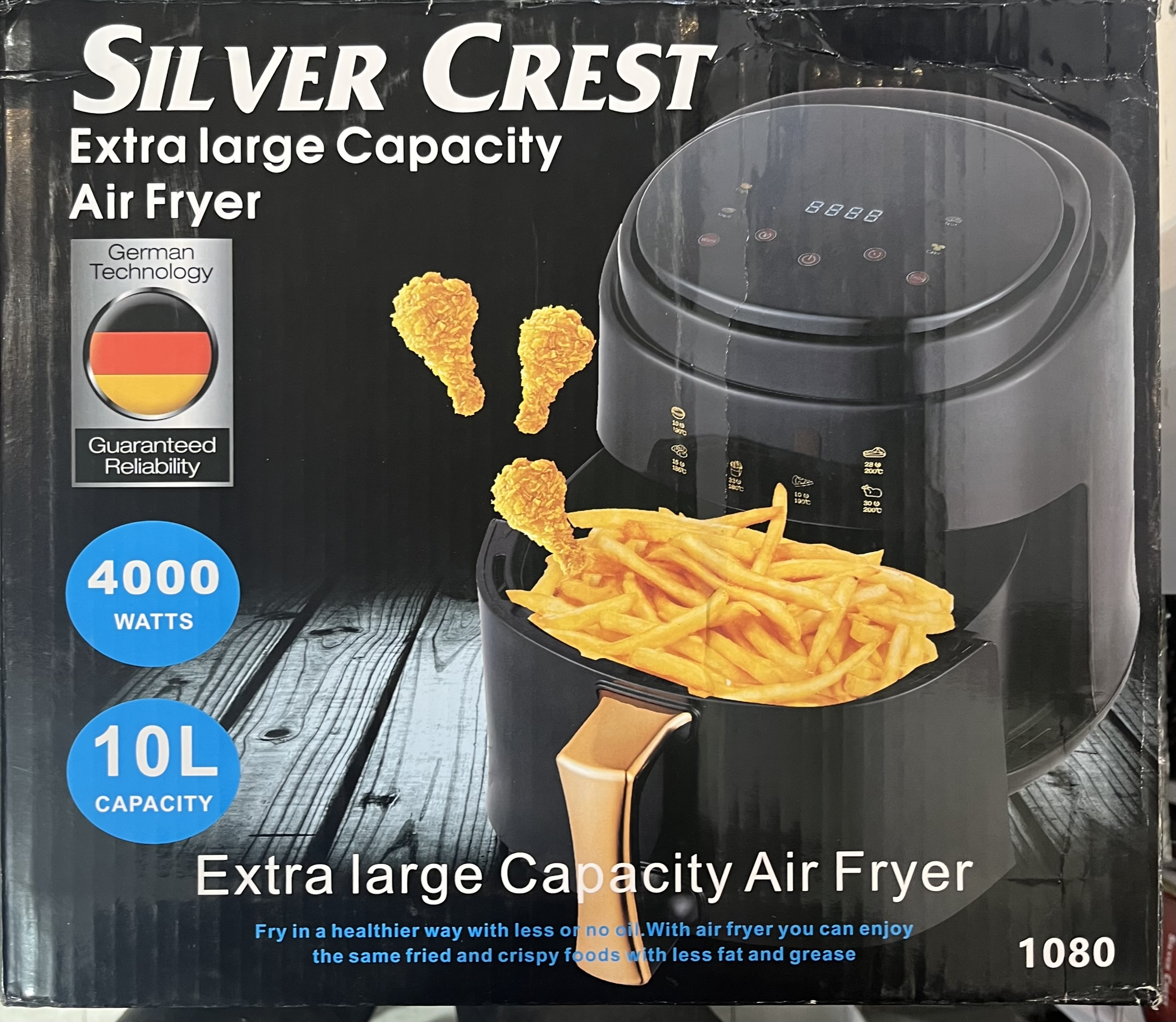 سرخ‌کن هواپز ایر فرایر بدون روغن 10 لیتری تک المنت بزرگ سیلورکرست هوا پز Silver Cres سرخ‌کن ۱۰ لیتری سیلور کرست با توان 4000 وات silver crest Air Fryer 10L ایر فرایر سیلورکرست المنت بزرگ قیمت اقتصادی مدل 1080 extra