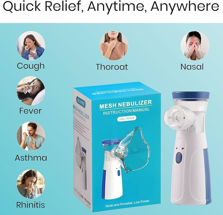 نبولایزر جیبی مش بخور تنفسی نوبلایزر تنفس سالم در هوای آلوده Mesh Nebulizer نبولایزر مش (Mesh Nebulizer) مدل JSL-W302 – هوای پاک در هر لحظه”