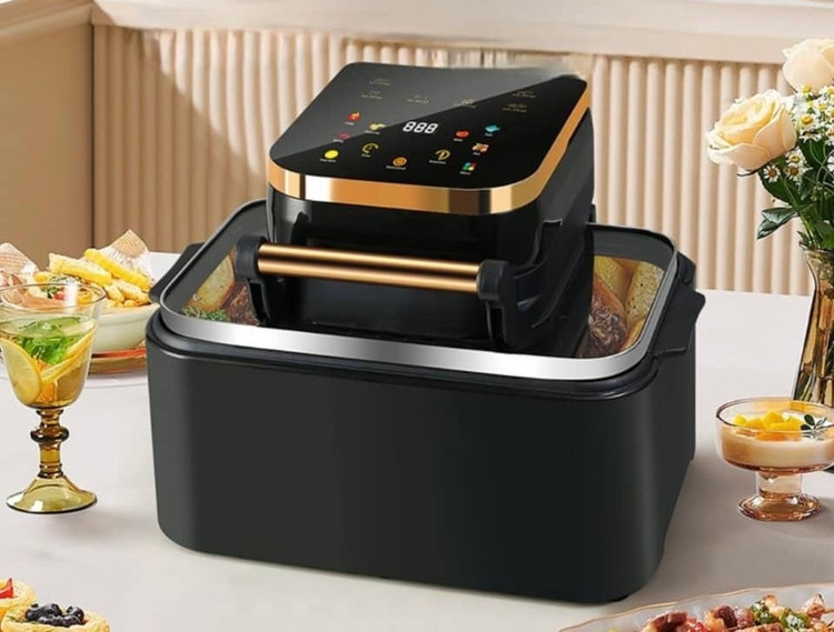 سرخ کن هوا پز ایر فرایر 20 لیتری المنت بزرگ سیلورکرست مدل SL2025 SilverCrest توان 3500 وات SilverCrest Air Fryer 15L SL2025 بدنه استیل و مدرن و شیشه دوجه داره پیرکس