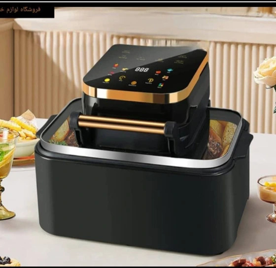 سرخ کن هوا پز ایر فرایر 20 لیتری المنت بزرگ سیلورکرست مدل SL2025 SilverCrest توان 3500 وات SilverCrest Air Fryer 15L SL2025 بدنه استیل و مدرن و شیشه دوجه داره پیرکس