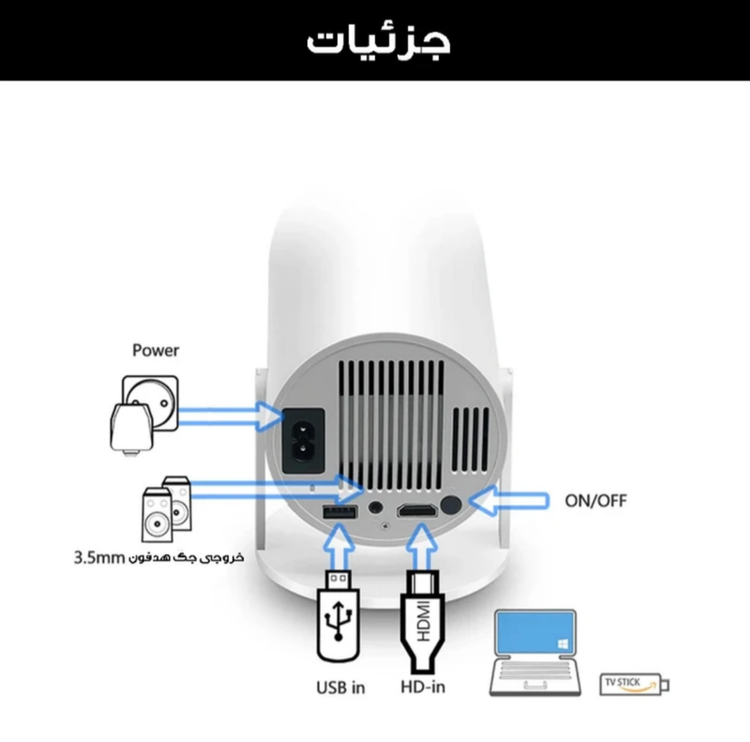 ویدئو پروژکتور تلسکوپی ویدیو پرژکتور تلسکوپی مدل Ultra HD Hy300 ویدیو پوروژکتور 300 HY اکبند و نو